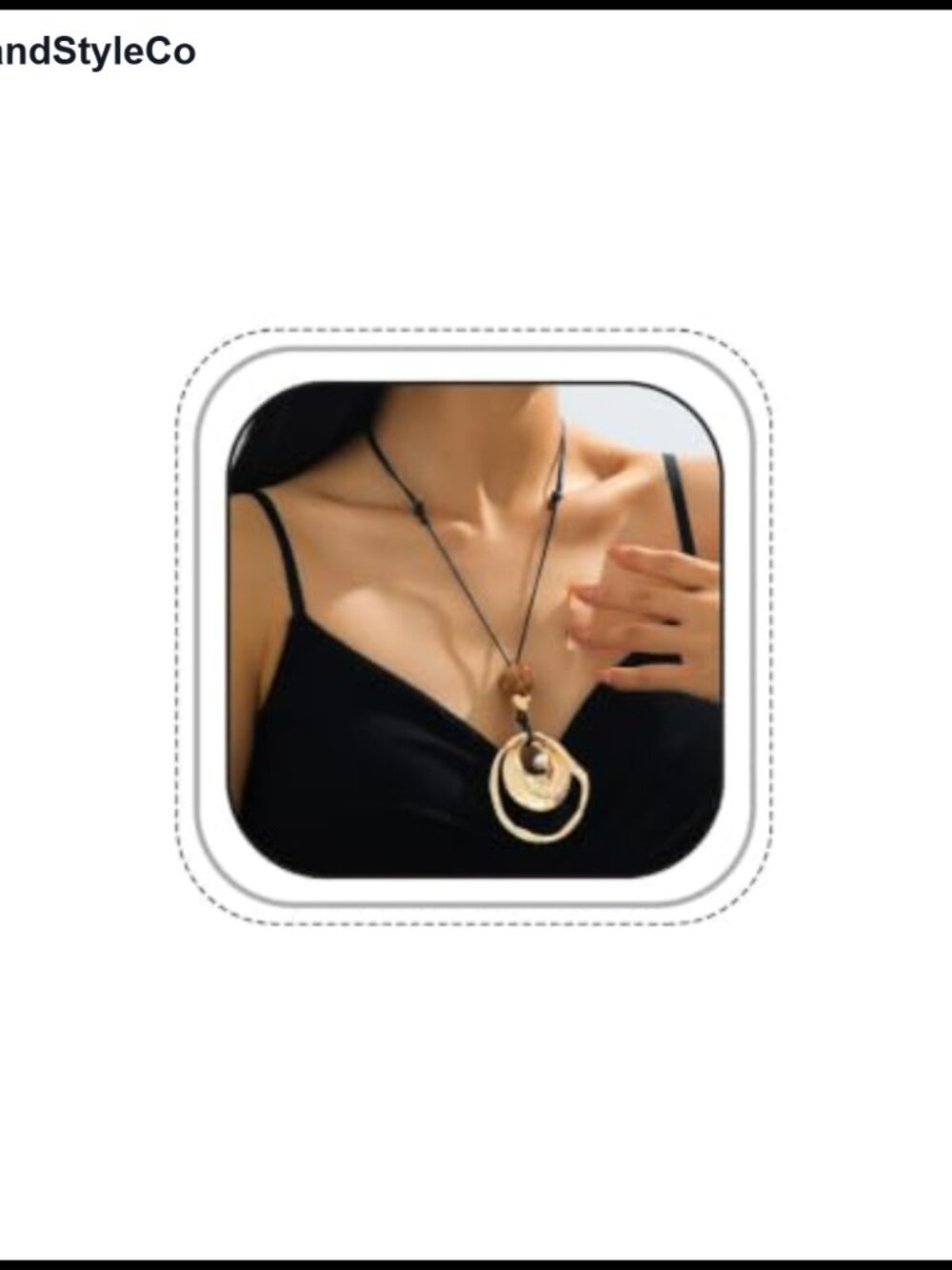 Gold Tone Hammered Open Circle Pendant Necklace Boho Wax Cord Statement